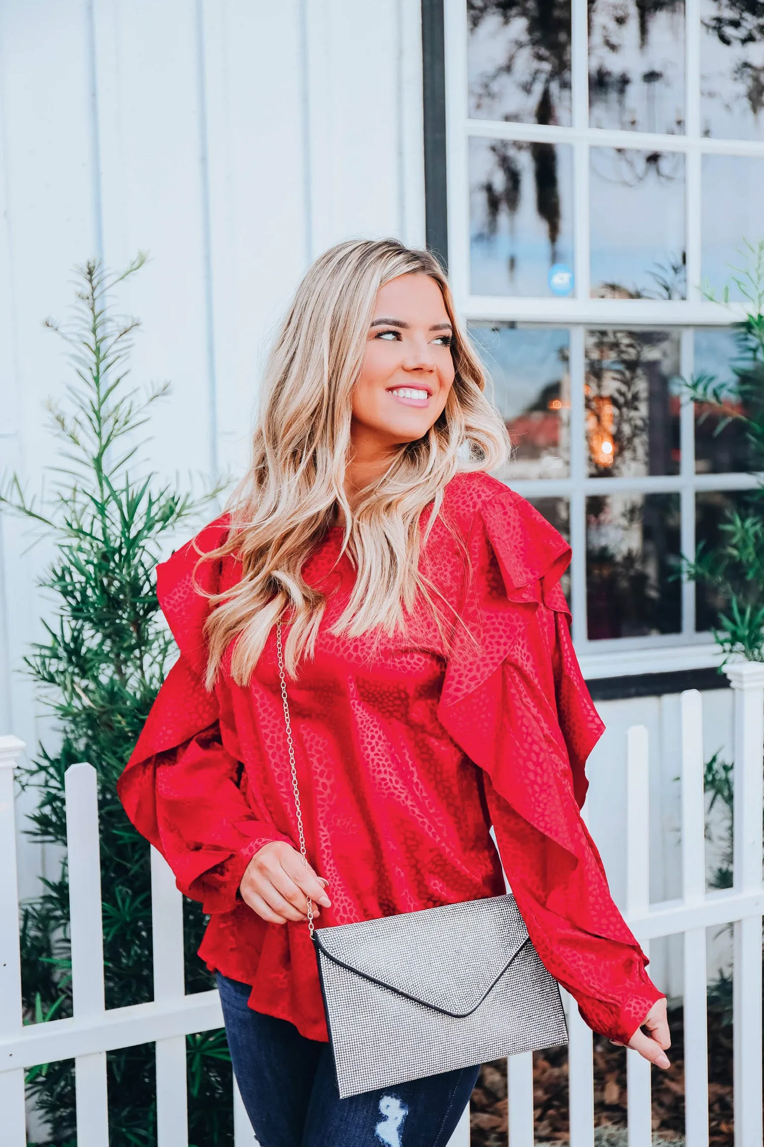 Enchanted Holiday Top - Red  S-3X