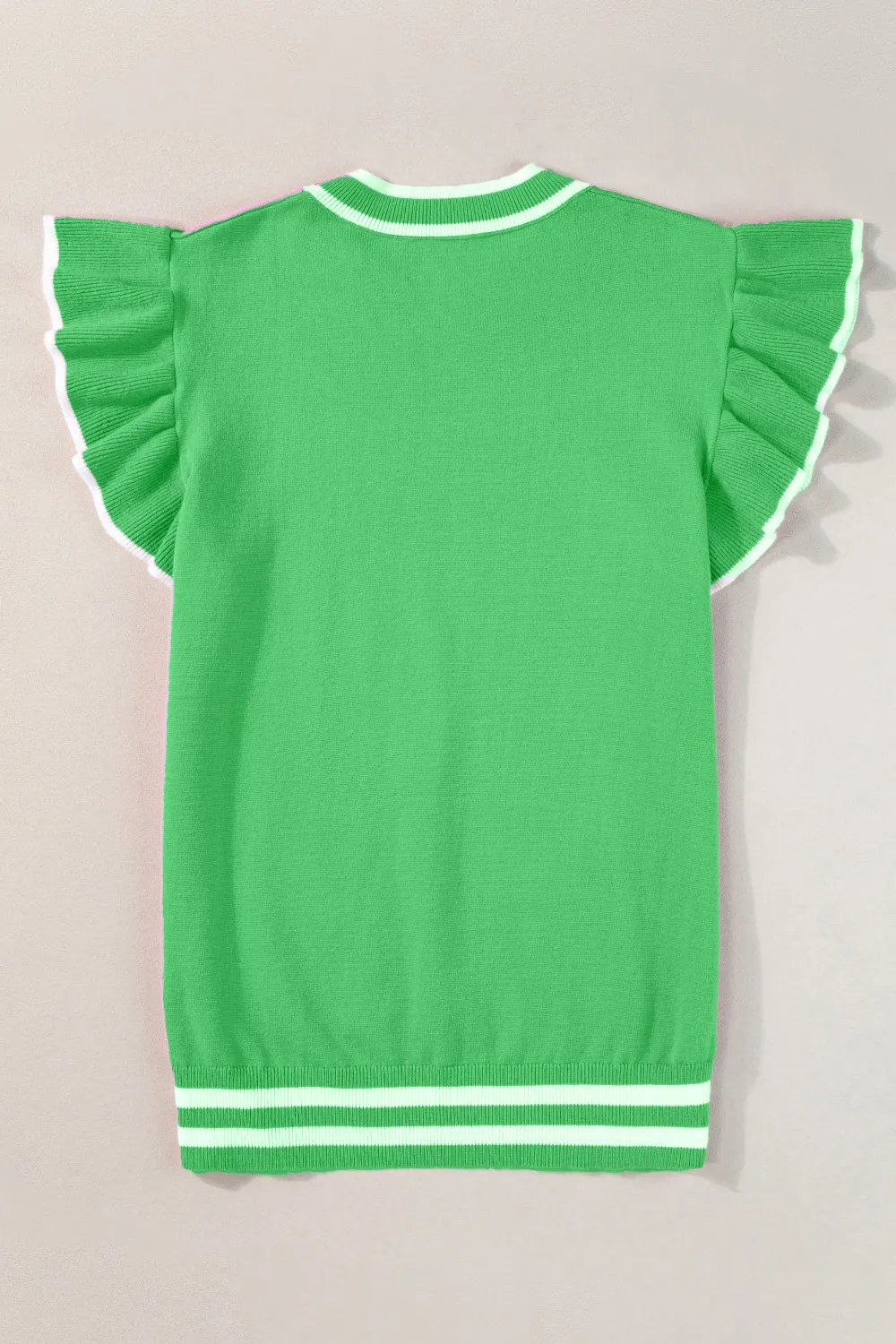 Eugenia Ruffled Round Neck Cap Sleeve Knit Top