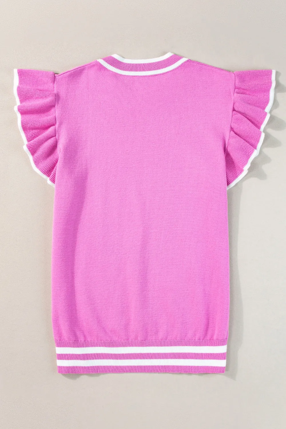Eugenia Ruffled Round Neck Cap Sleeve Knit Top