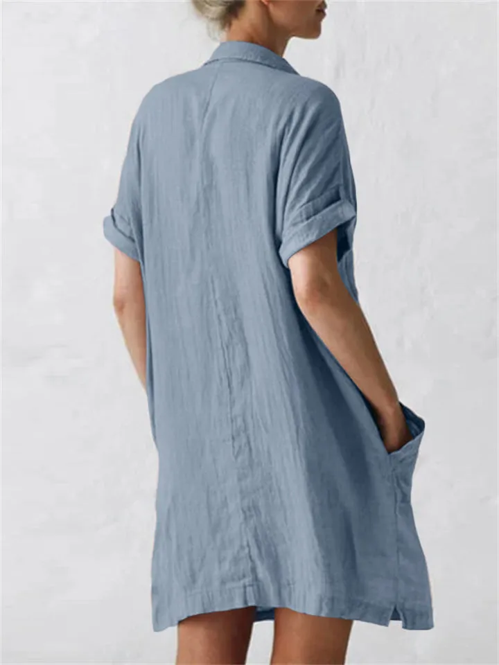 Female Relaxed Lapel Plain Mid Length Blouses