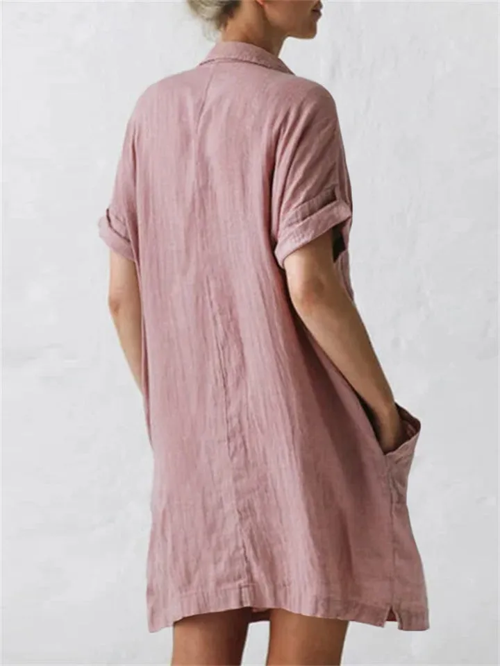 Female Relaxed Lapel Plain Mid Length Blouses