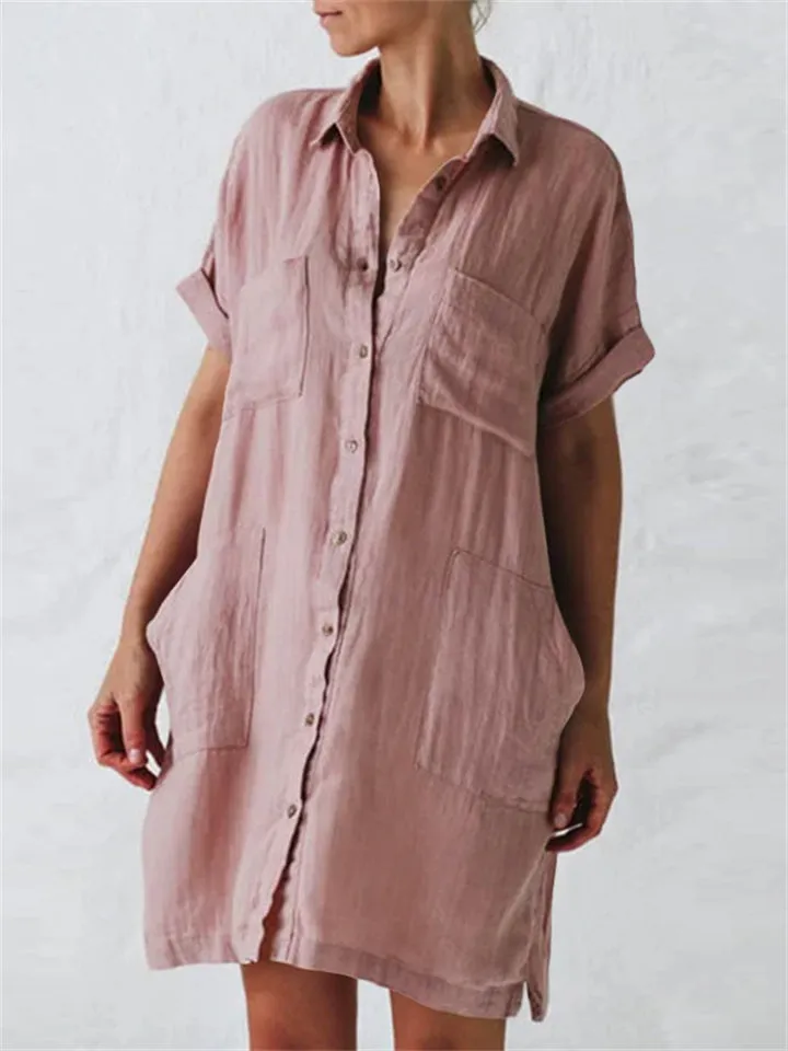Female Relaxed Lapel Plain Mid Length Blouses