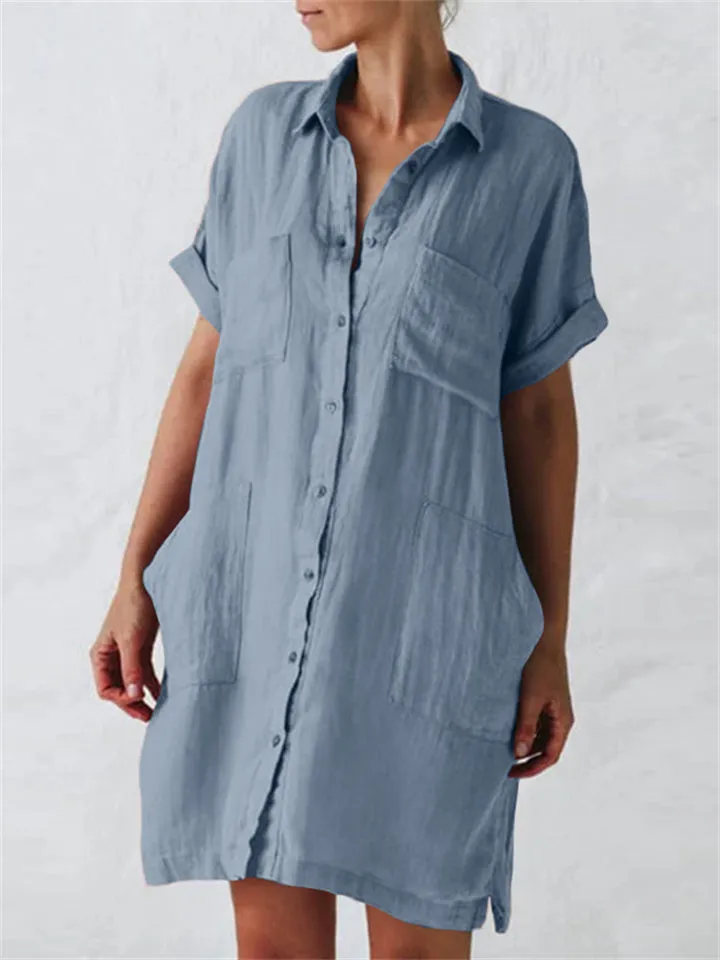 Female Relaxed Lapel Plain Mid Length Blouses