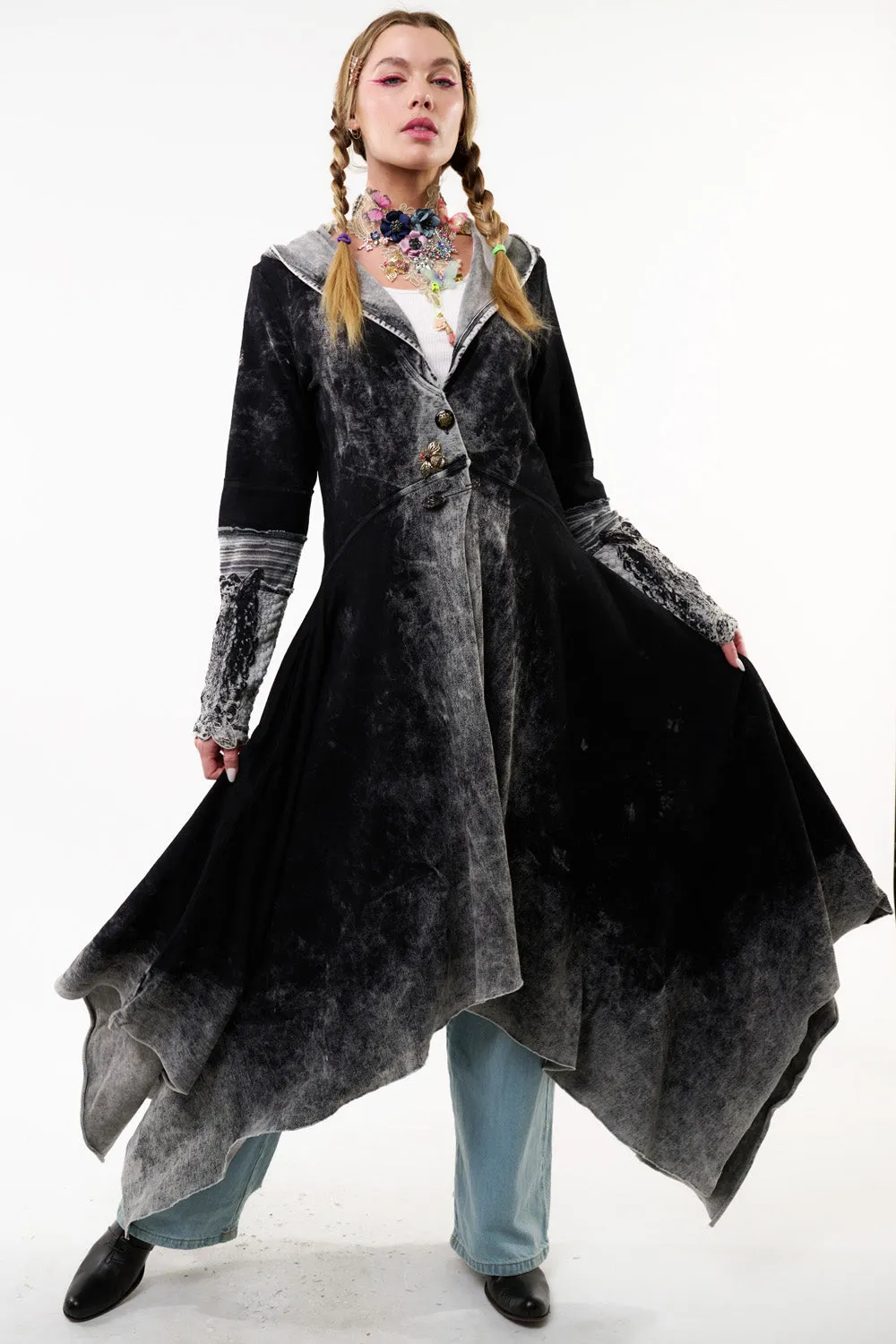 Forest Goddess Acid Wash French Terry Coat