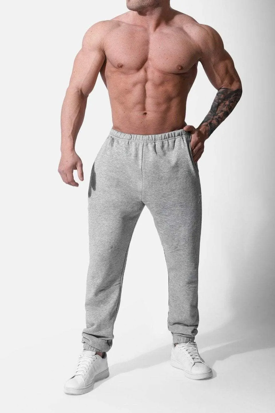 French Terry Athletic Joggers - Light Gray