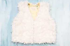 Girls White Faux Fur Vest | Yellow China Bird