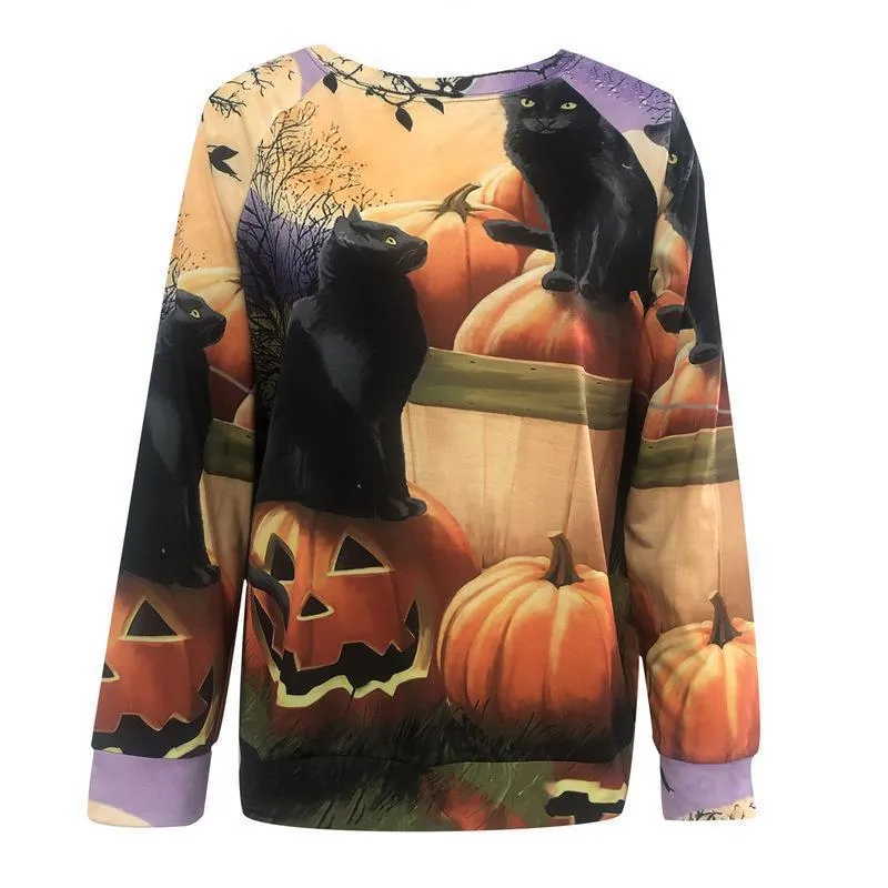 Halloween 3D Pumpkin Print Women Hoodies