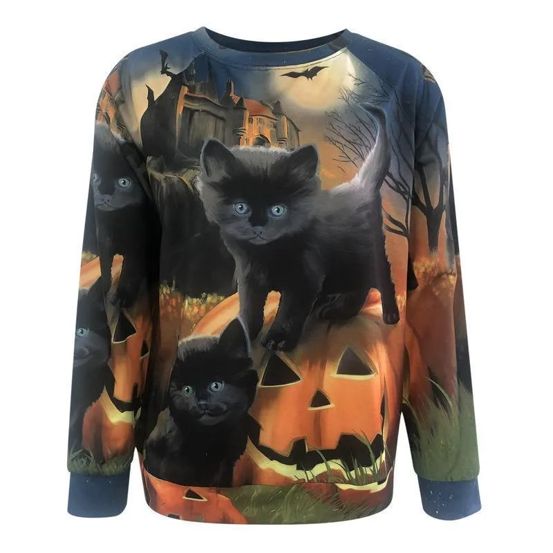 Halloween 3D Pumpkin Print Women Hoodies