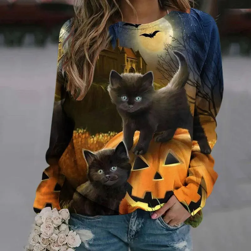 Halloween 3D Pumpkin Print Women Hoodies
