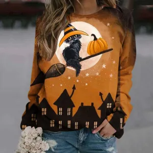 Halloween 3D Pumpkin Print Women Hoodies