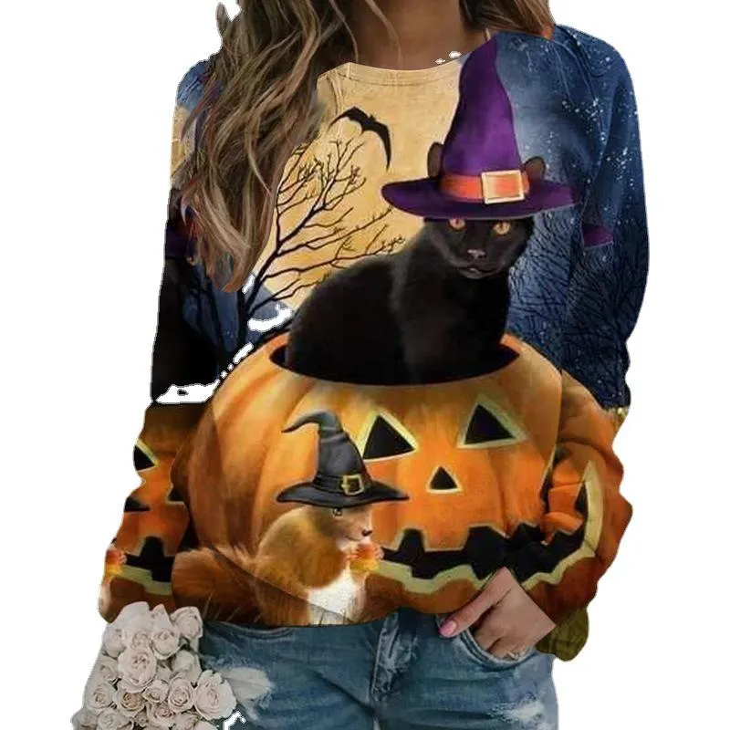 Halloween 3D Pumpkin Print Women Hoodies