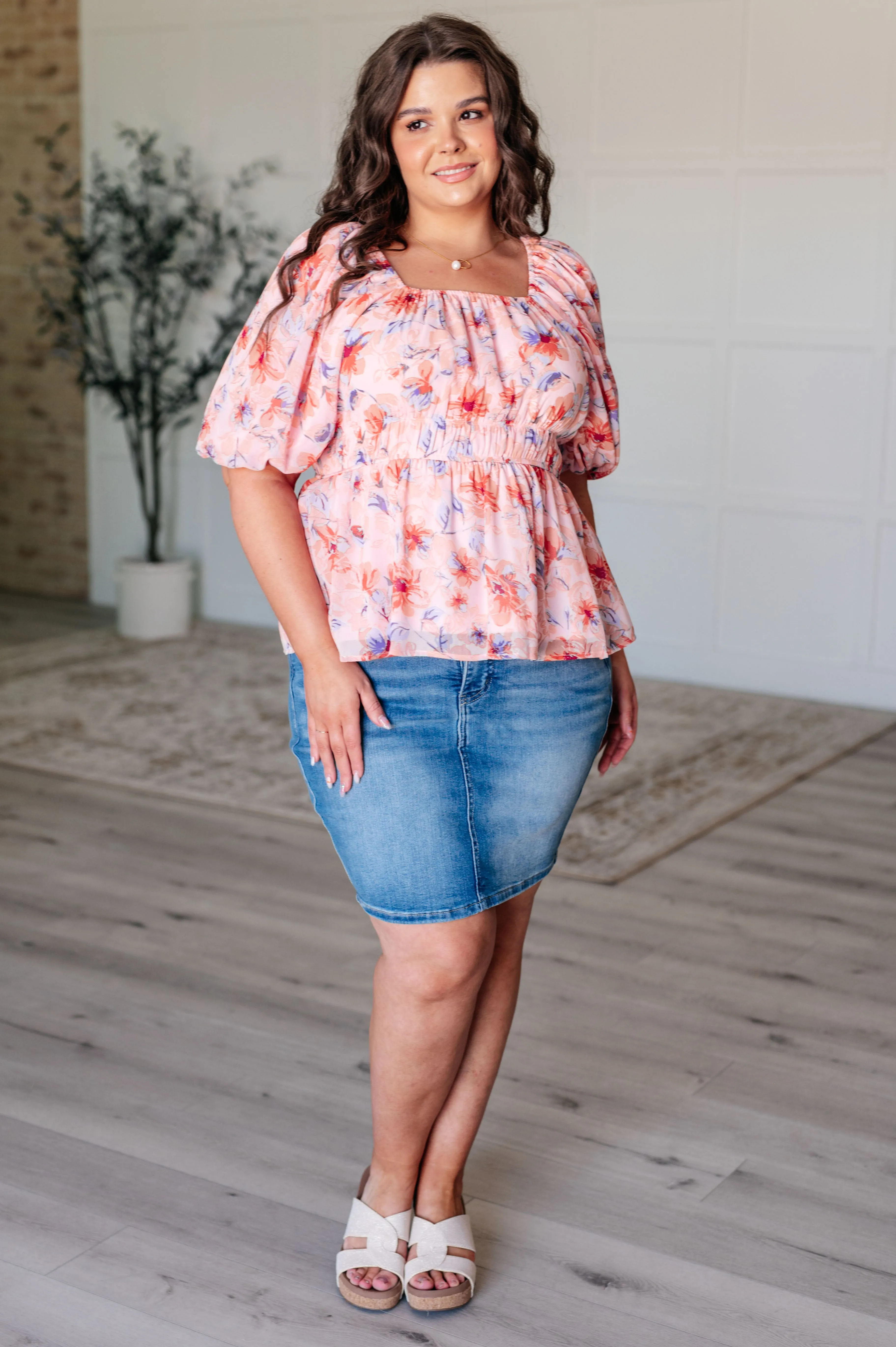 Hazel Blues® |  A Powerful Force Square Neck Balloon Sleeve Blouse