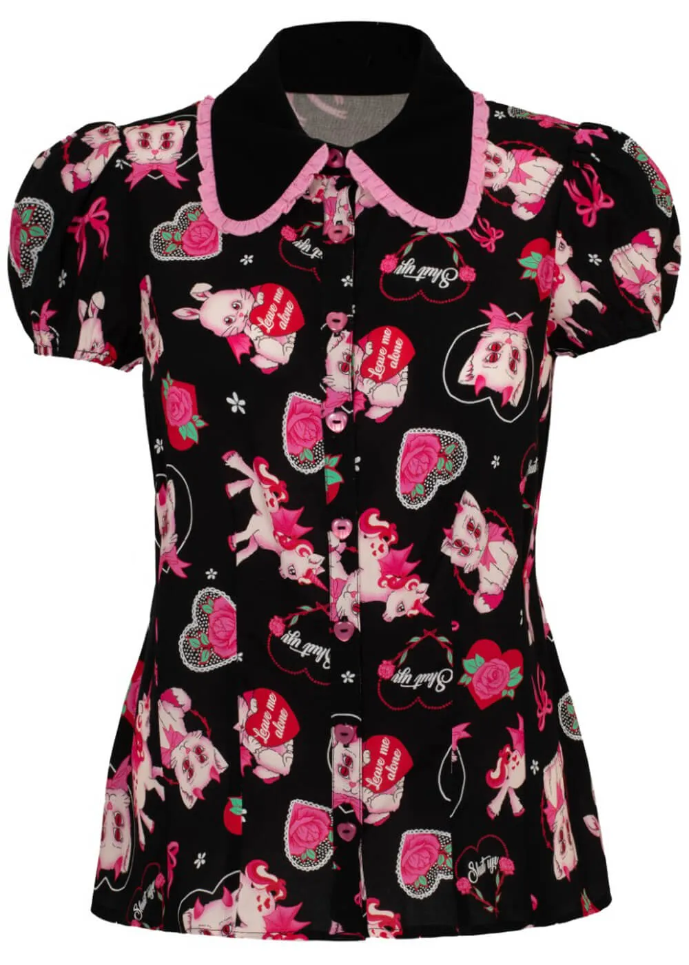 Hell Bunny Not Into You Hellcat 40's Blouse Black