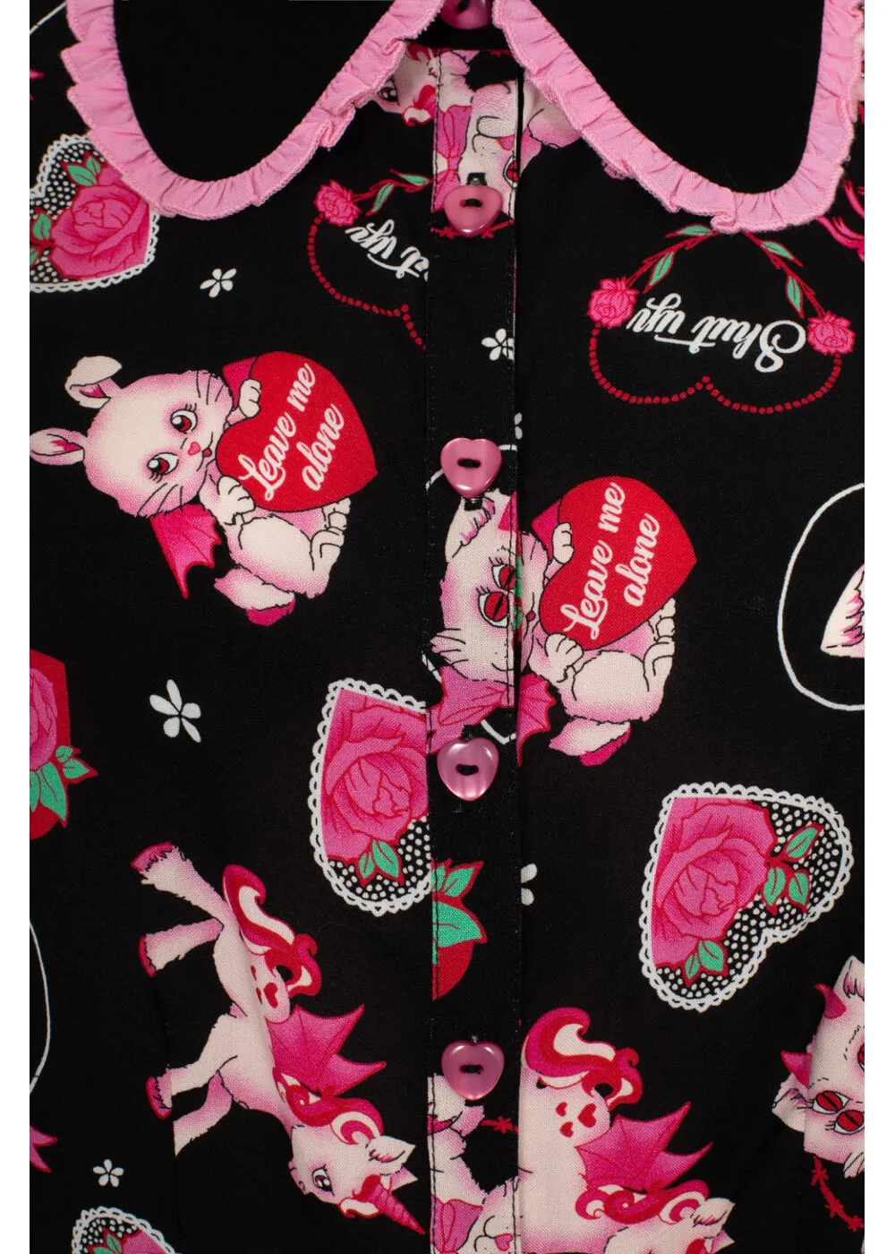 Hell Bunny Not Into You Hellcat 40's Blouse Black