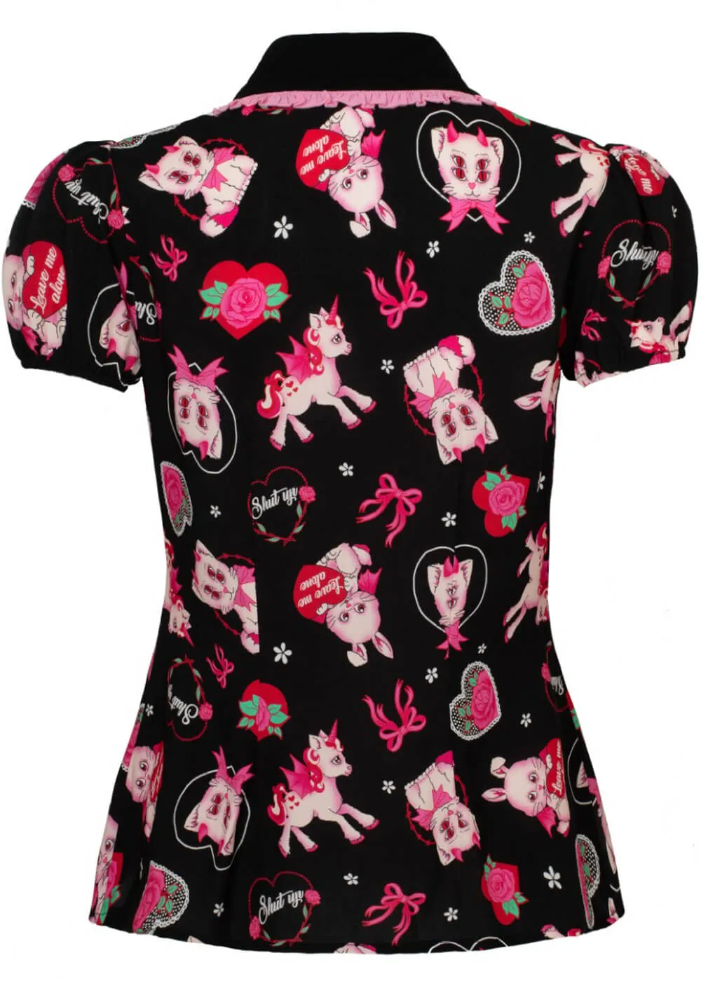 Hell Bunny Not Into You Hellcat 40's Blouse Black