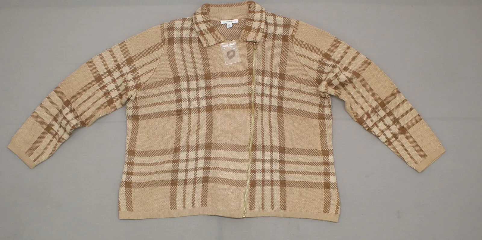 Isaac Mizrahi Live! Jacquard Plaid Sweater Motorcycle Jacket A270668