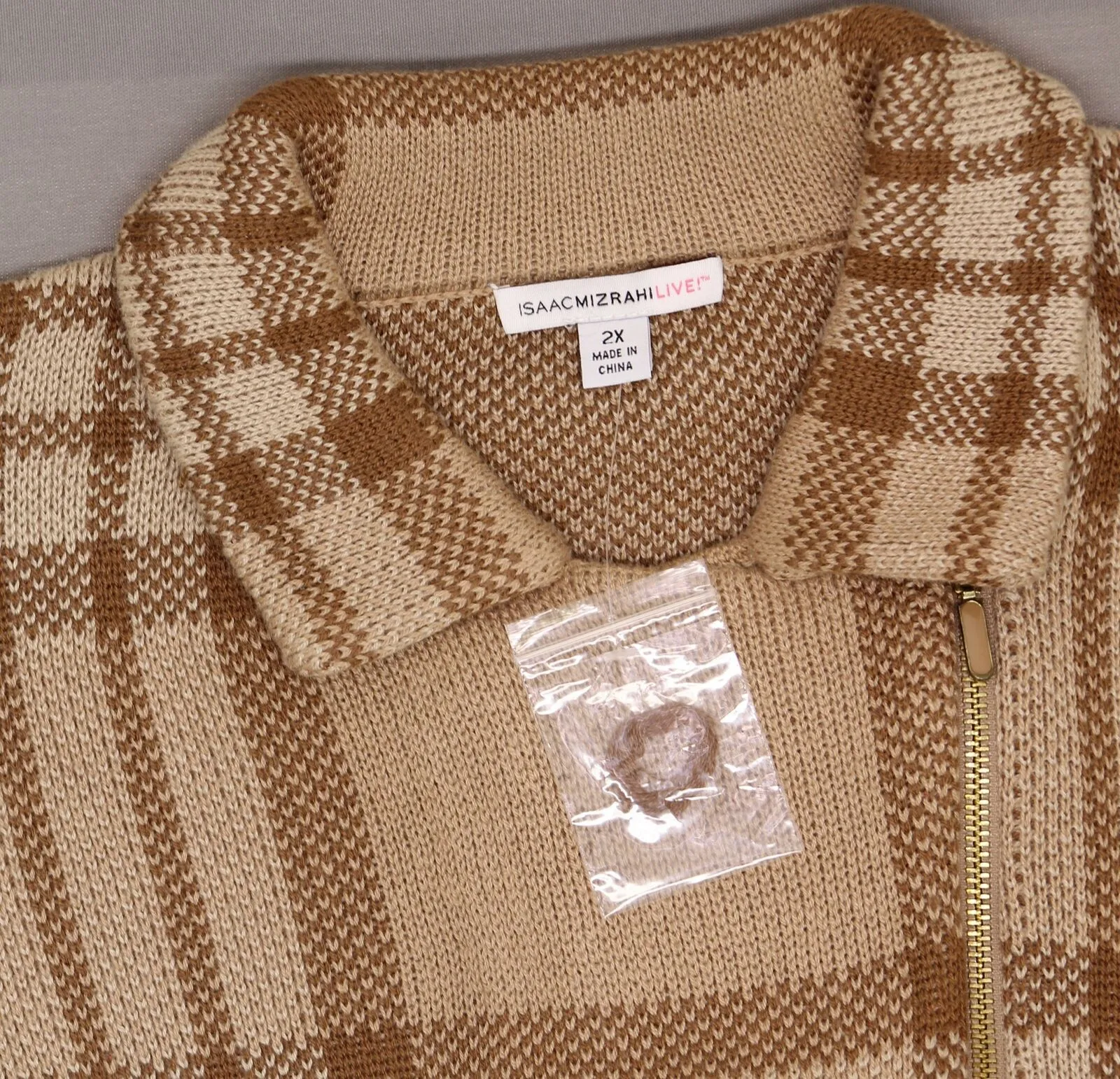 Isaac Mizrahi Live! Jacquard Plaid Sweater Motorcycle Jacket A270668