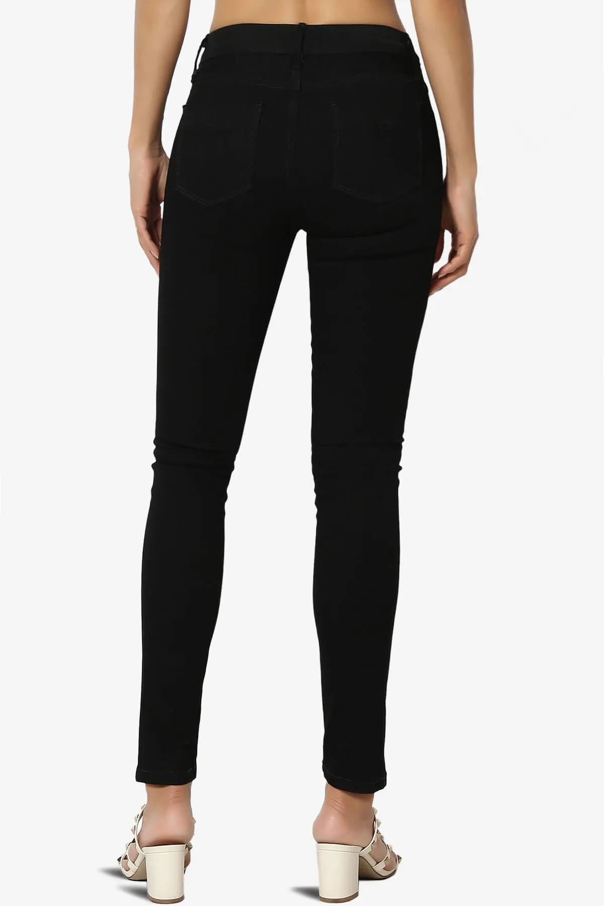 Jigott Knee Dart Washed Skinny Jeans in Black