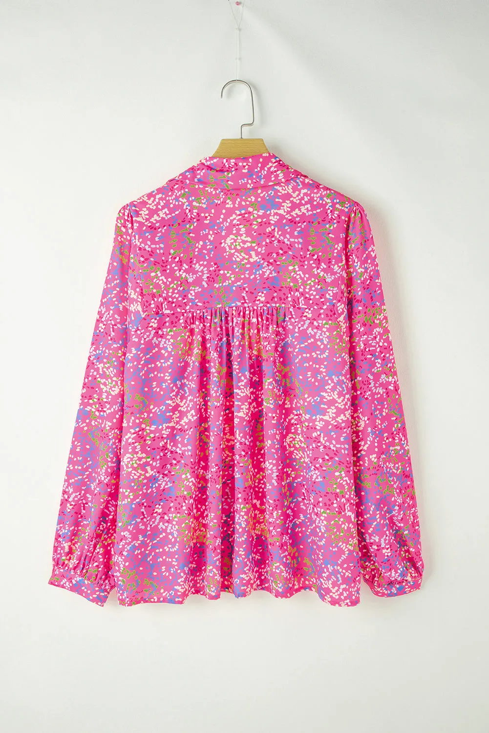 KaleaBoutique Abstract Print Collared V Neck Babydoll Blouse