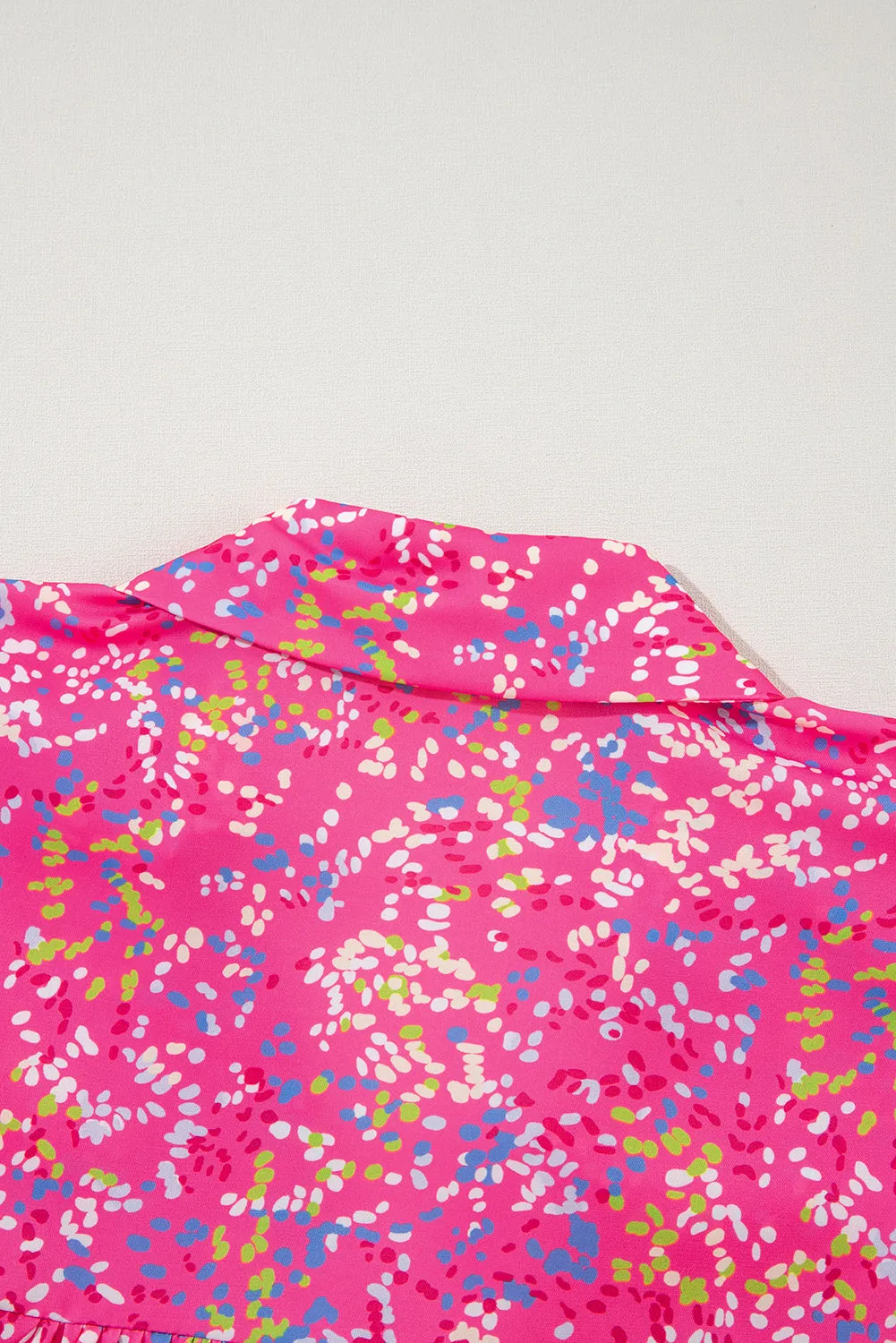 KaleaBoutique Abstract Print Collared V Neck Babydoll Blouse