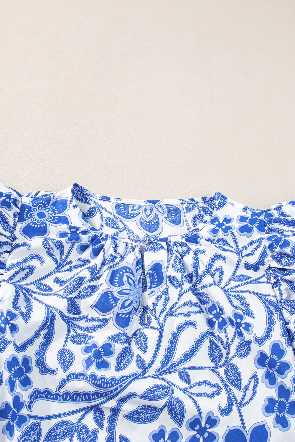 KaleaBoutique Floral Print Ruffled Bubble Sleeve Blouse