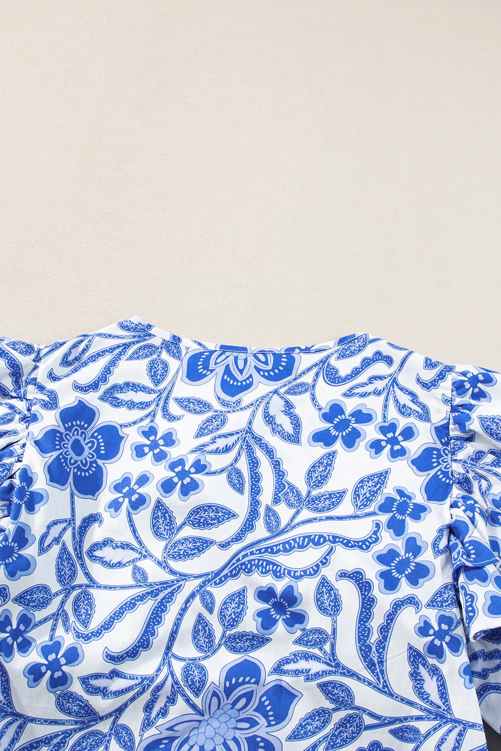 KaleaBoutique Floral Print Ruffled Bubble Sleeve Blouse