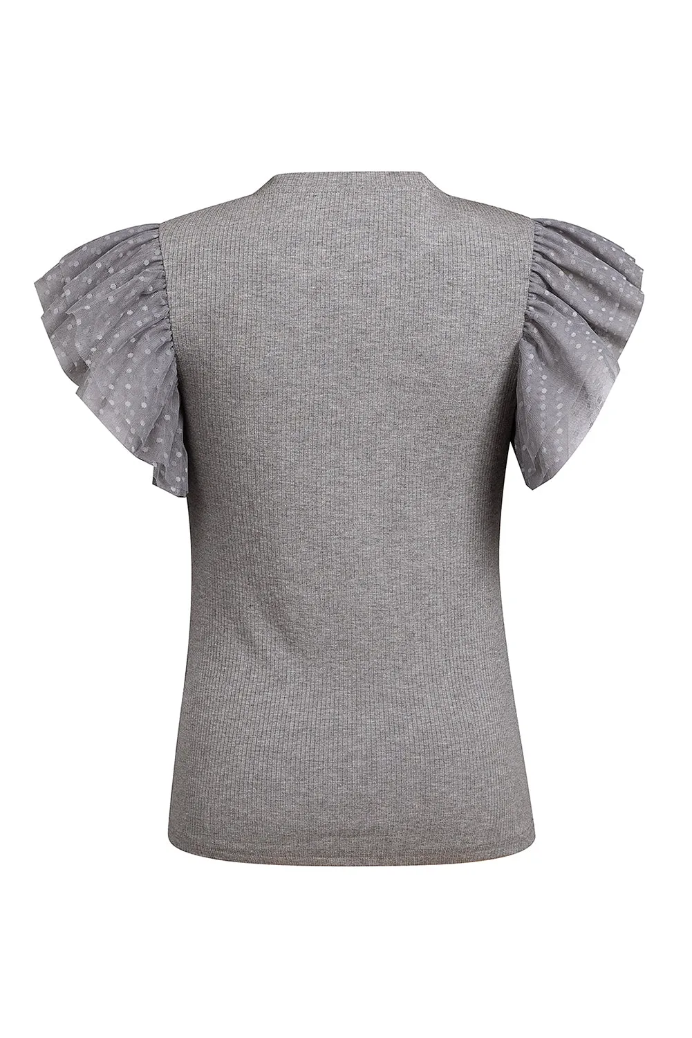 Kayson Ruffled Round Neck Cap Sleeve Top
