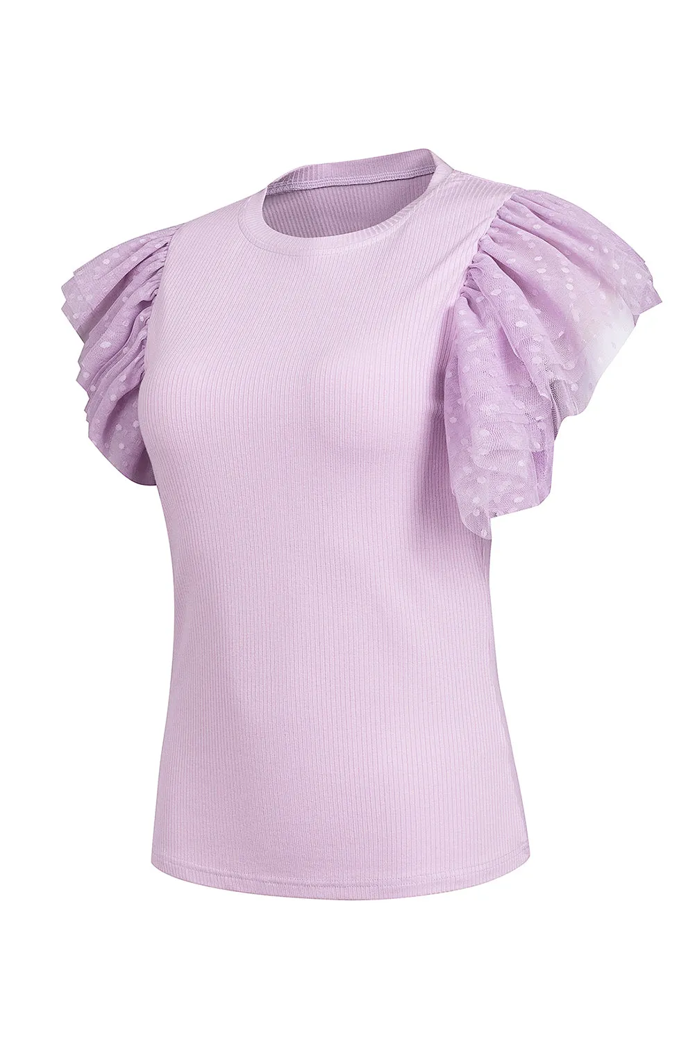 Kayson Ruffled Round Neck Cap Sleeve Top