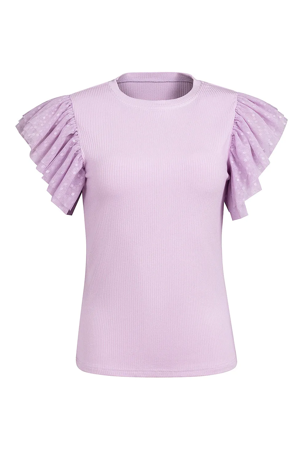 Kayson Ruffled Round Neck Cap Sleeve Top