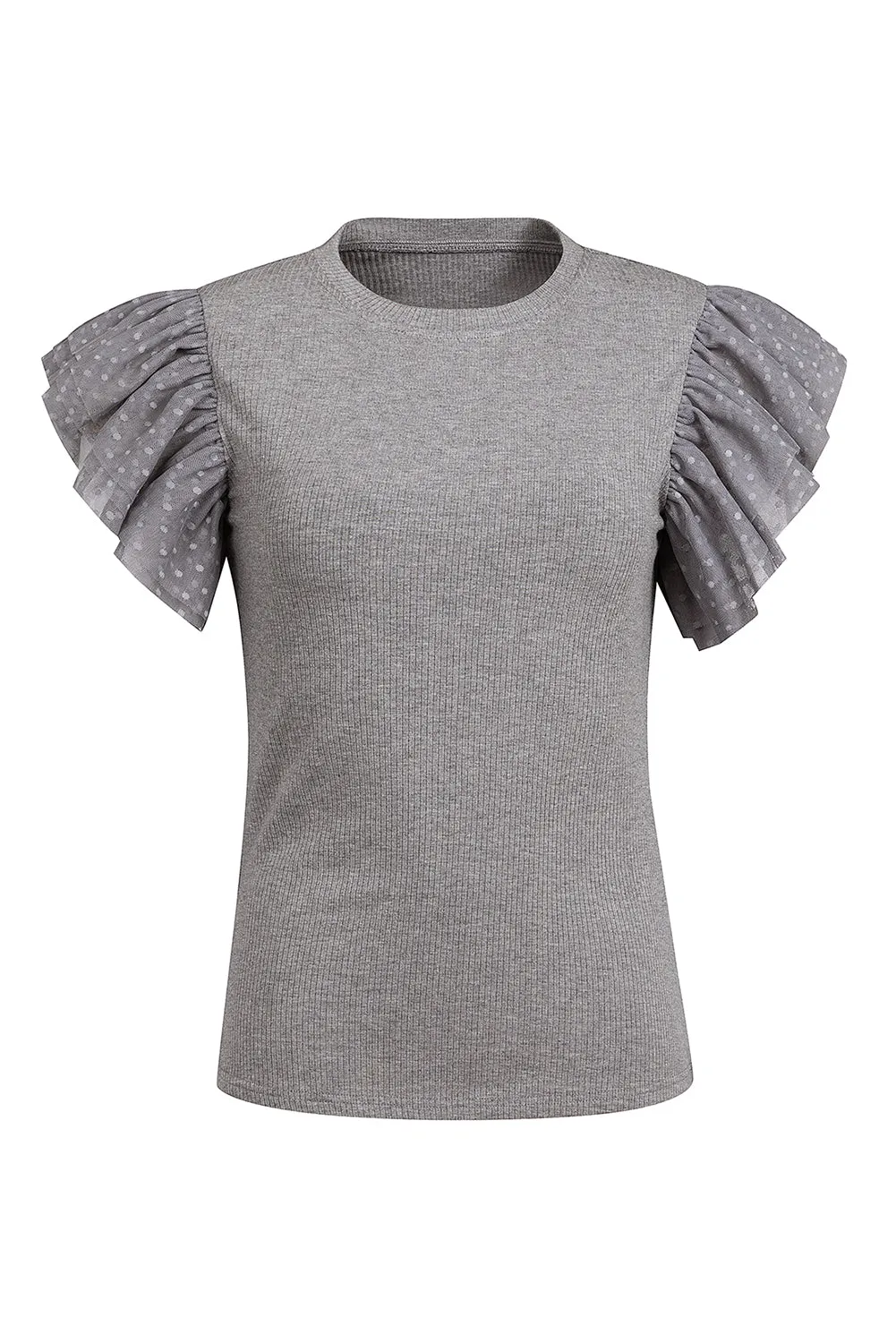 Kayson Ruffled Round Neck Cap Sleeve Top