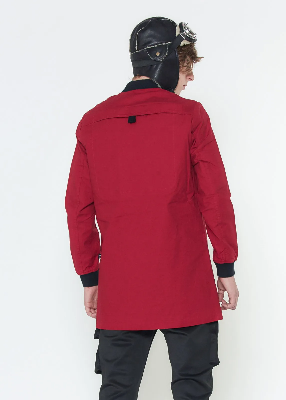 Konus Men's Elongated Twill Jacket in Red