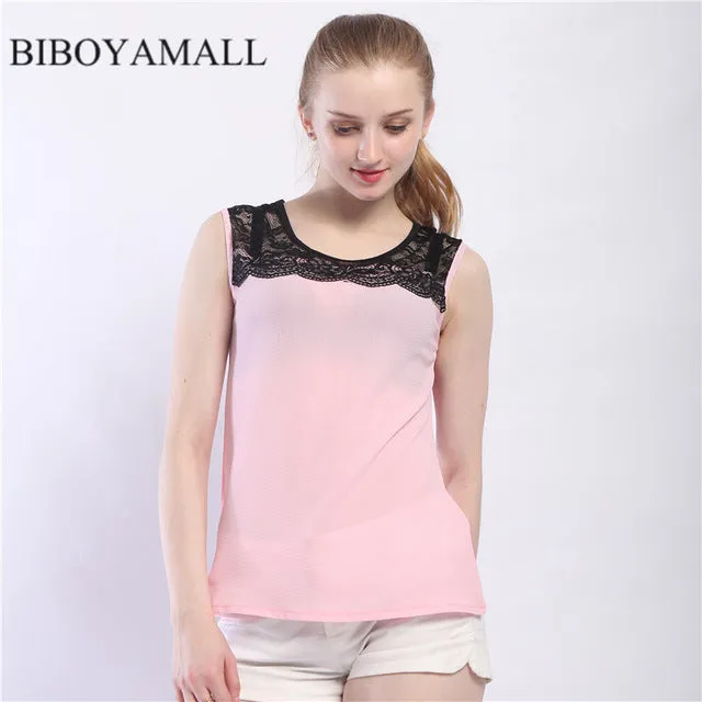 Lace Chiffon Blouse Pink/Red