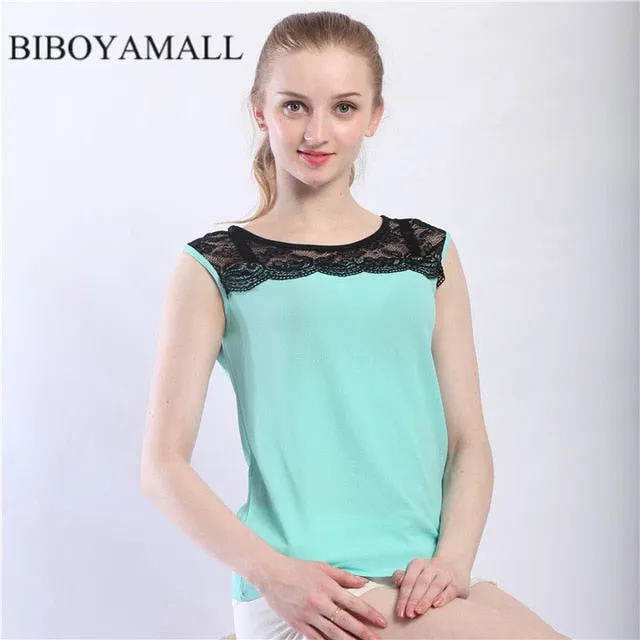 Lace Chiffon Blouse Pink/Red