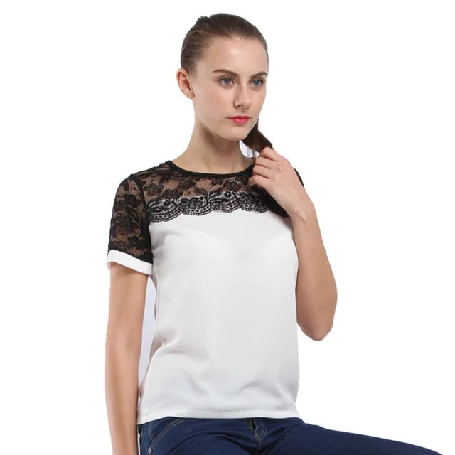 Lace Chiffon Blouse Pink/Red