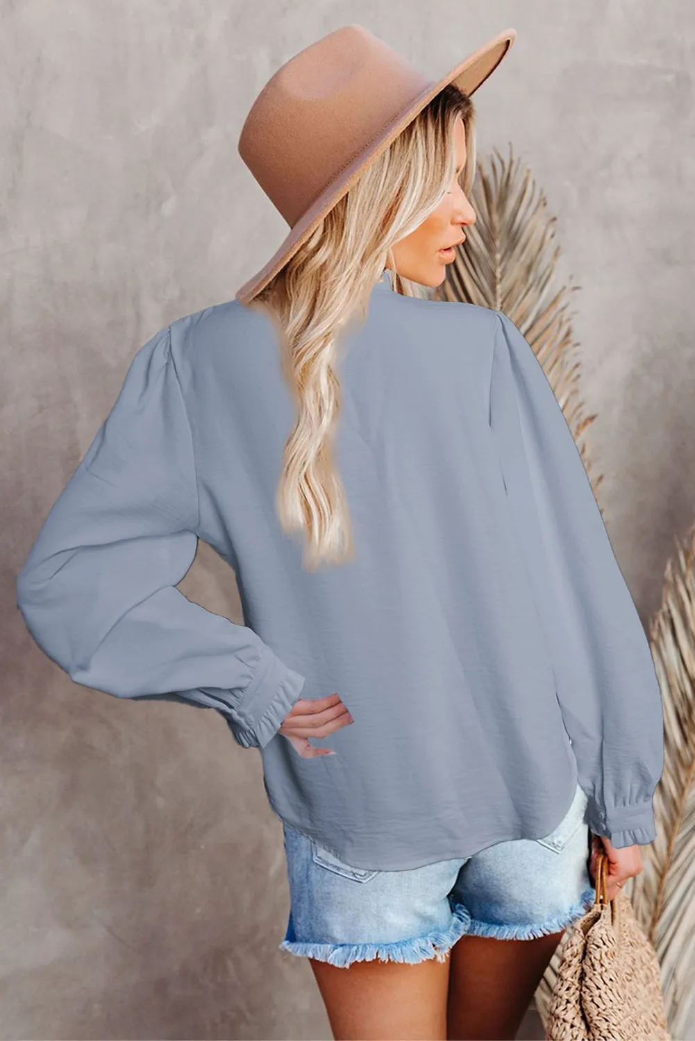 Lace Patchwork Ruffled Long Sleeve Blouse