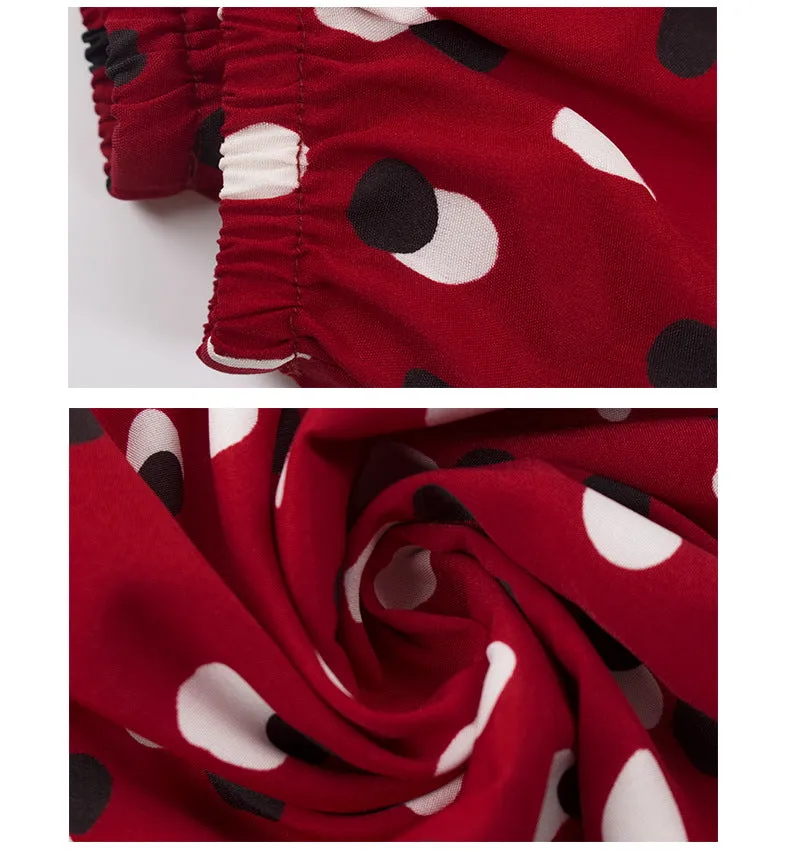 Large Size Women's Polka Dot Ruffled Long-sleeved Shirt Autumn and Winter