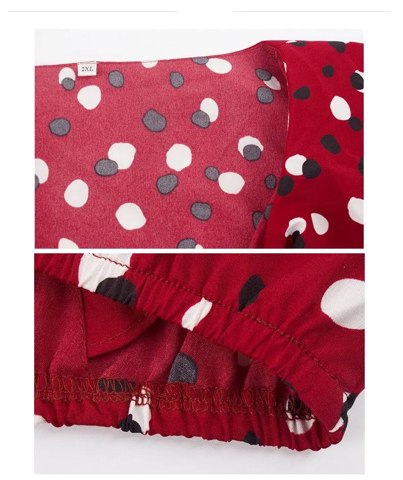 Large Size Women's Polka Dot Ruffled Long-sleeved Shirt Autumn and Winter