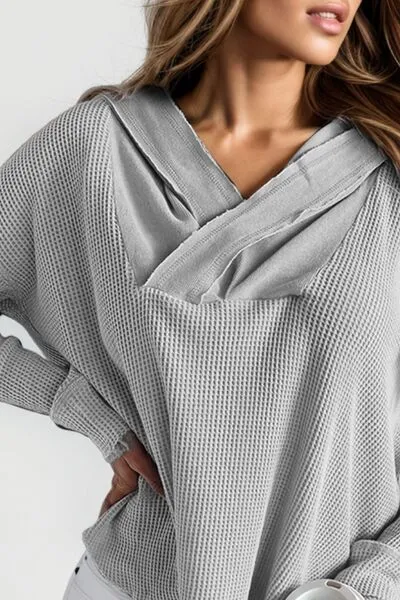 Lauren Waffle-Knit Dropped Shoulder Hoodie