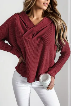 Lauren Waffle-Knit Dropped Shoulder Hoodie