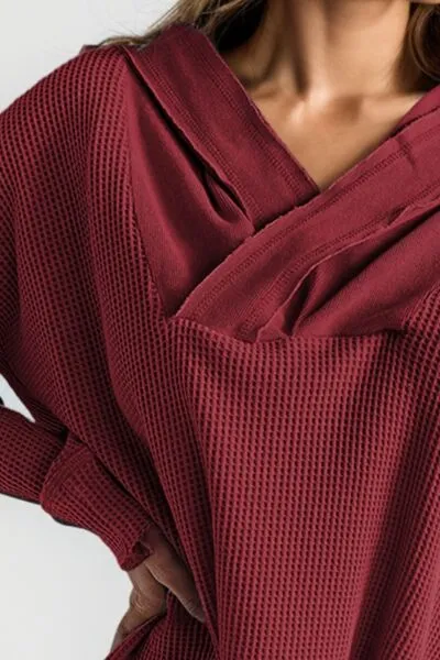 Lauren Waffle-Knit Dropped Shoulder Hoodie
