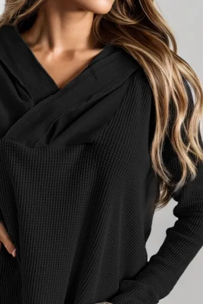 Lauren Waffle-Knit Dropped Shoulder Hoodie