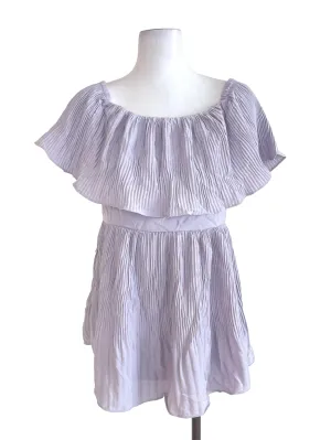 Lilac Accordion Off-Shoulder Skort Romper