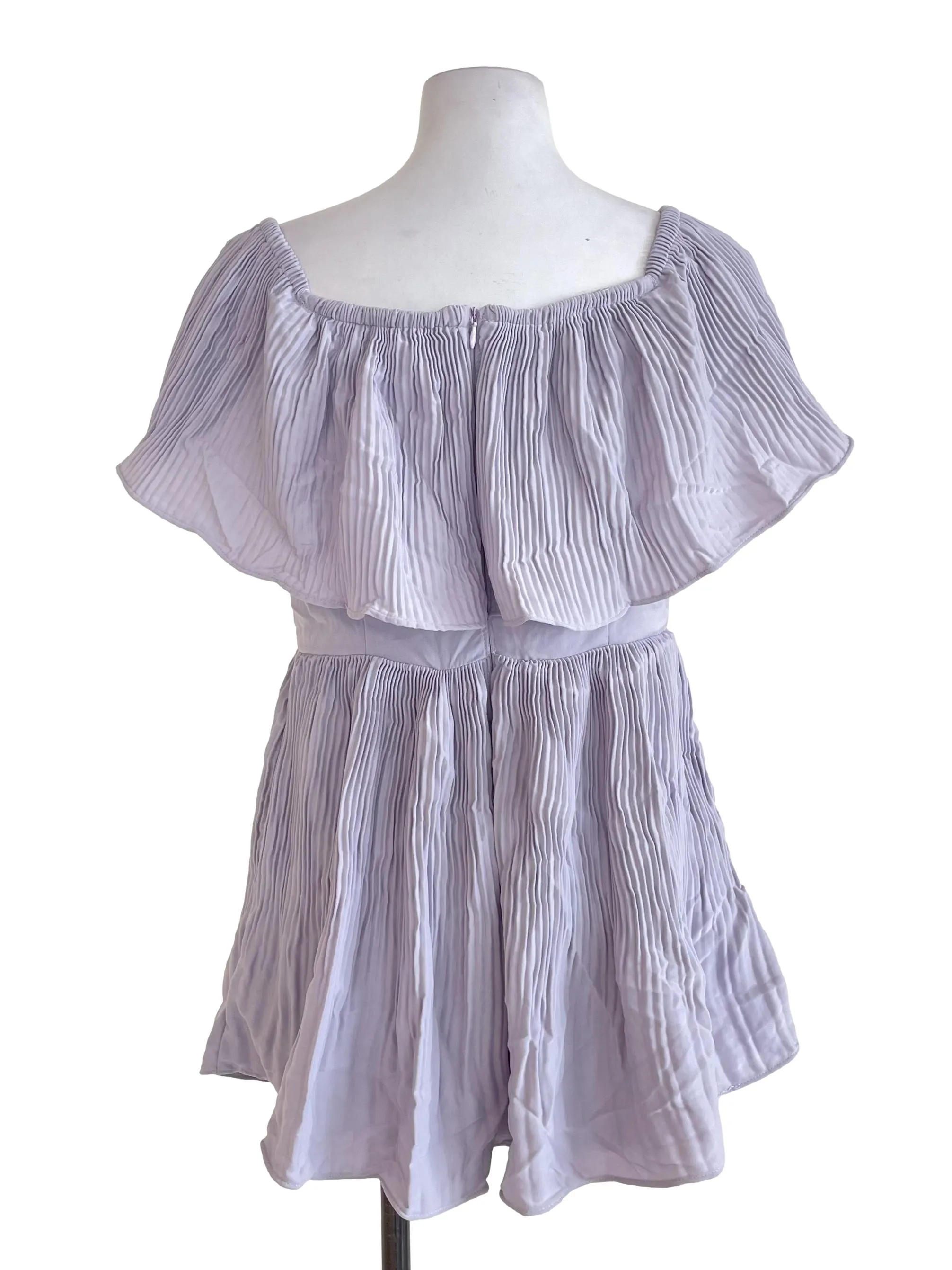 Lilac Accordion Off-Shoulder Skort Romper