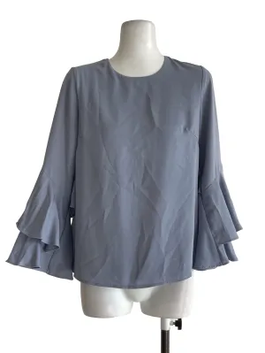 Lilac Grey Ruffled Sleeves Top