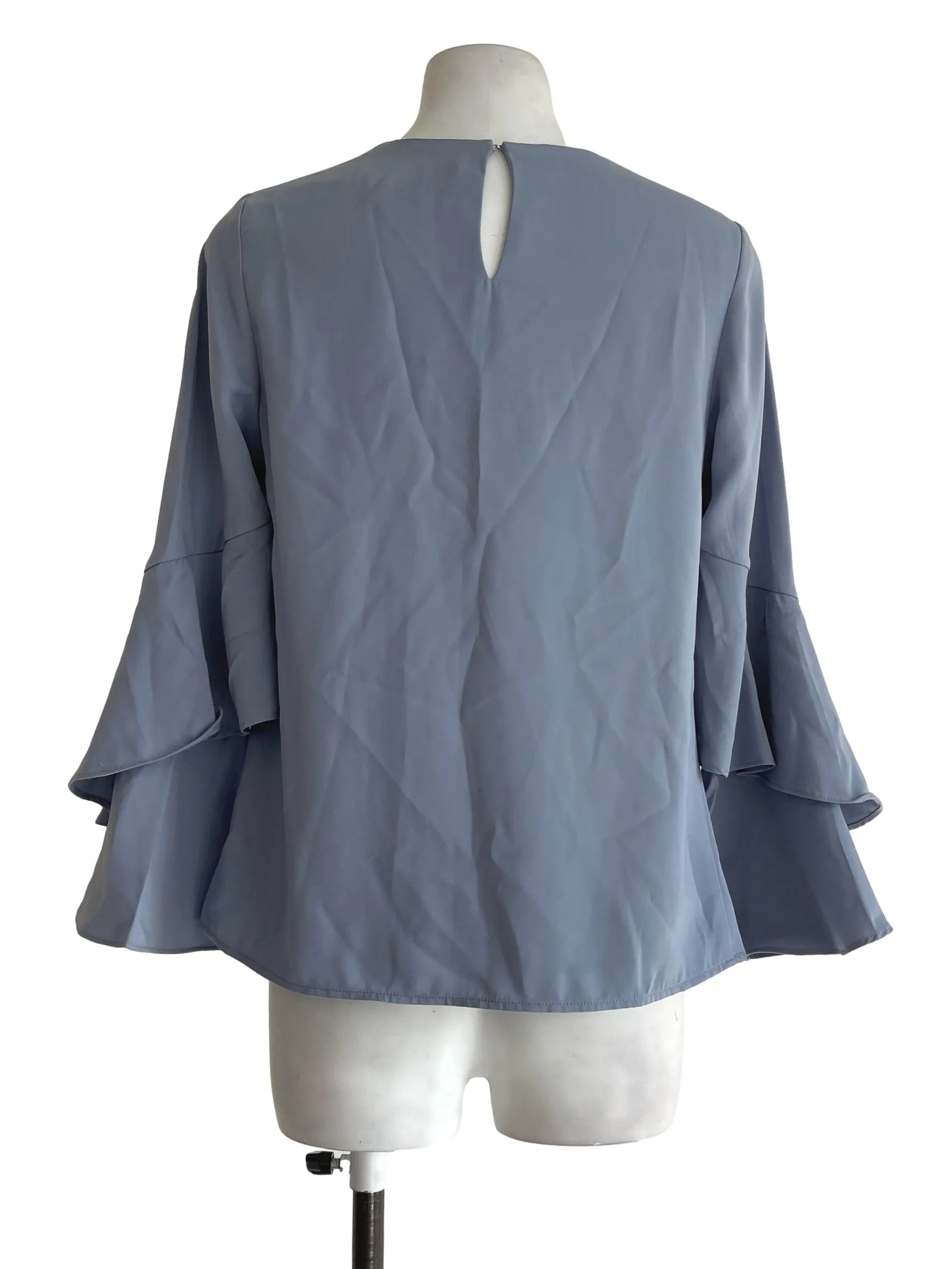 Lilac Grey Ruffled Sleeves Top