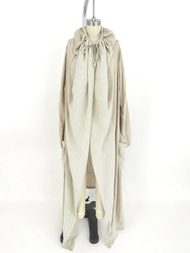 Linen-Blend Striped Duster