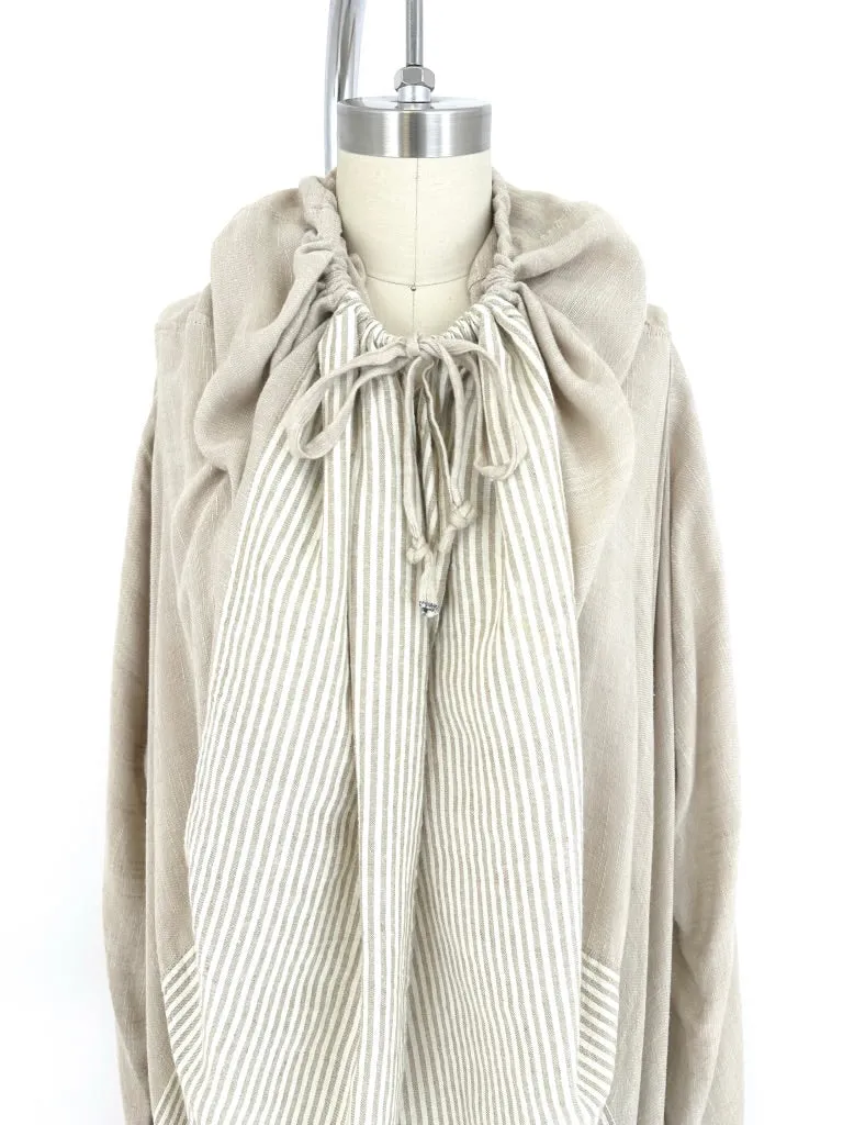 Linen-Blend Striped Duster