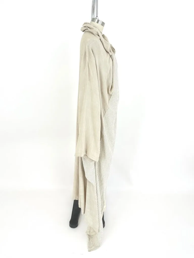 Linen-Blend Striped Duster