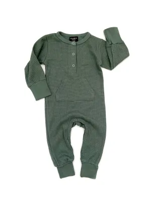 Little Bipsy Forest Green Thermal L/S Romper