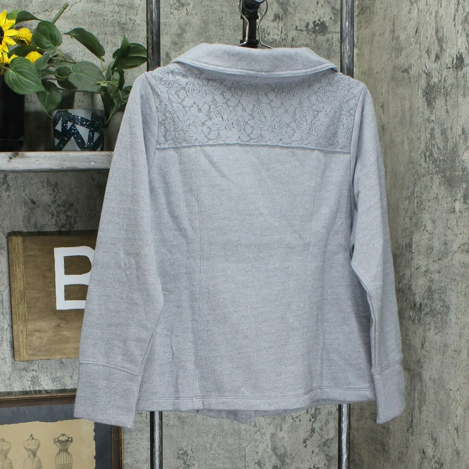 Liz Claiborne Plus Lace Yoke NY Fleece Back French Terry Jacket
